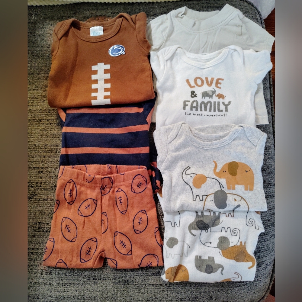 Baby Clothing Set with Football and Elephant Designs